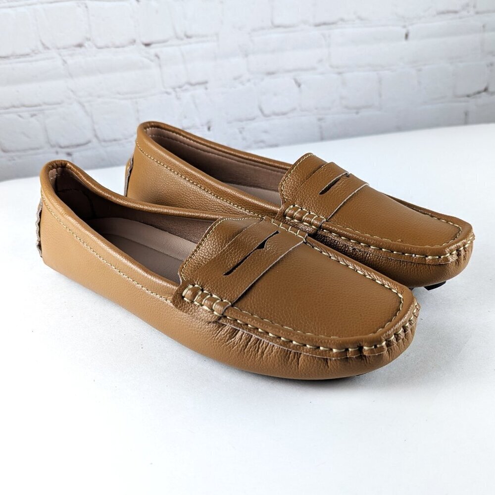 NEW Brown Leather Loafers 7.5